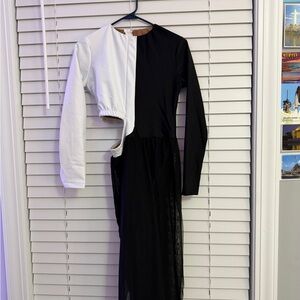 Revolution Black White Cutout Dance Costume LATITUDE TH2